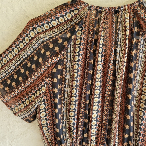 Shein Geo and Striped Print A-Line Dress Tribal Boho - Picture 8 of 11